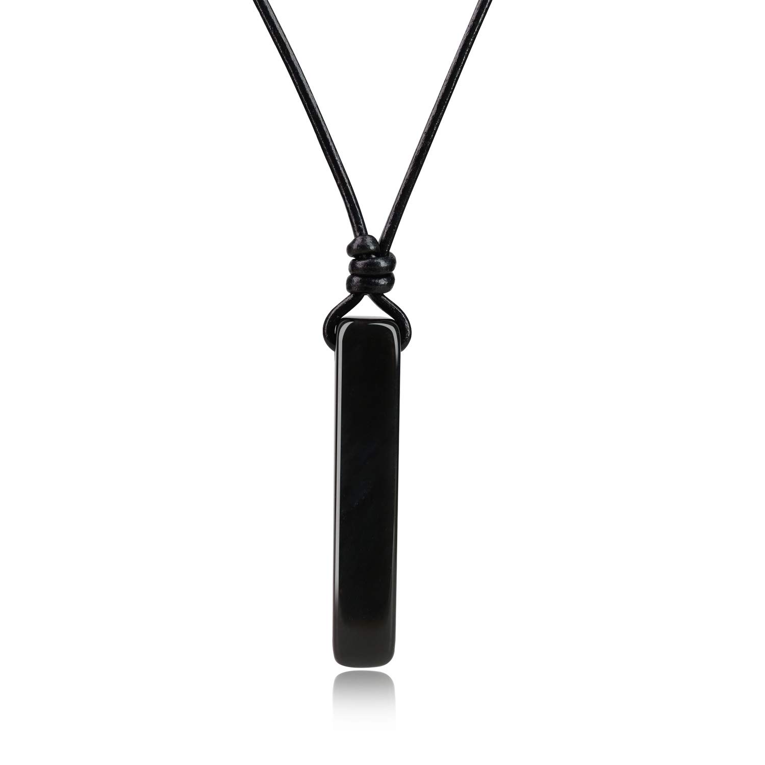 COAI Leather Black Obsidian Necklace for Men and Women