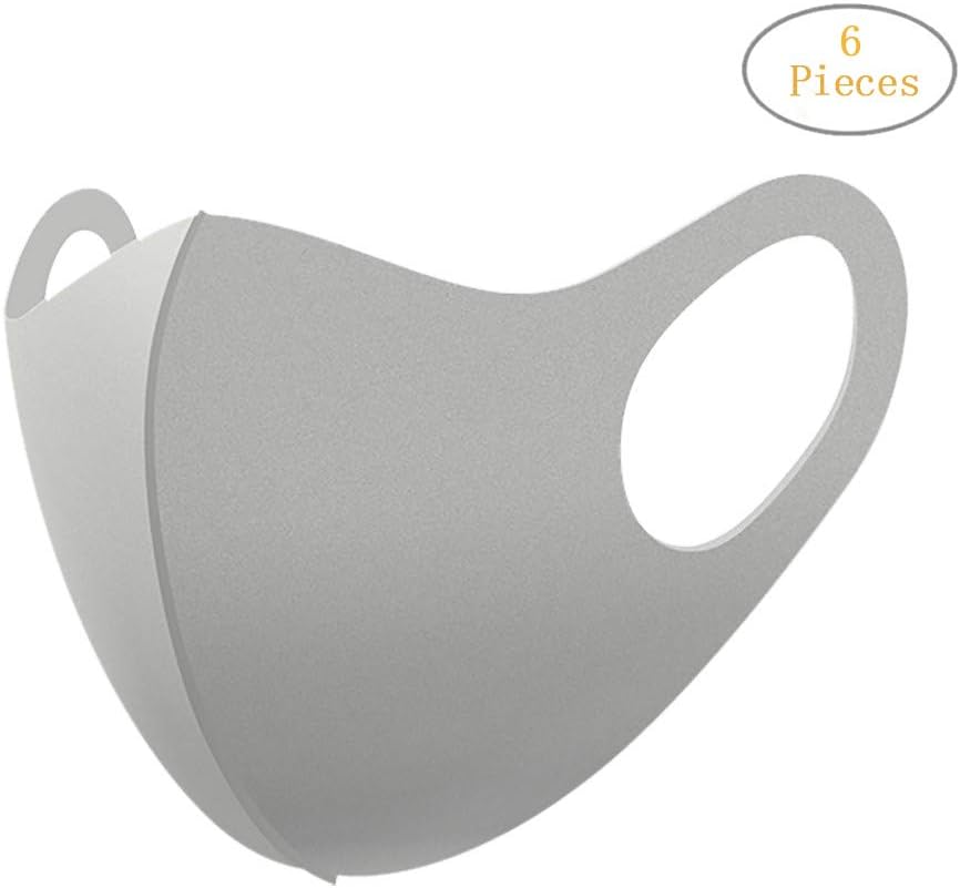 6 Pack Reusable Washable Face Mouth Másk Máscara for Adults, Anti Dust Dustproof Windproof Cycling PM2.5 Foggy Haze Pollution Mouth Protection Masque 口罩 for Germs Corona Virus Coronavirus Flu (Gray)