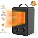 FOCHEA 950W/1500W Ceramic Space Heater with Adjustable Thermostat, Personal Portable Indoor Heater Fan with Overheat and Tip-Over Protection & Carry Handle, Quiet, Perfect for Home & Office