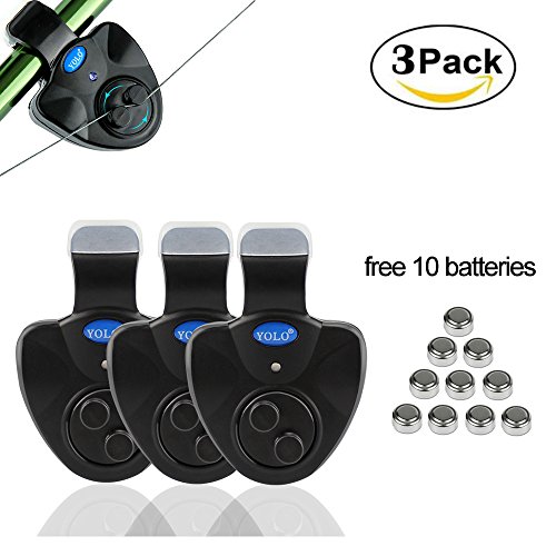 3 Pack Best Seneitive Electronic Fishing Bite Alarm with LED Indicator on Fishing Rod Fishing Buzzer Fisherman Equipment Fishing Gear