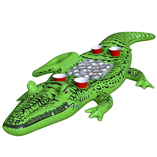 GoFloats GoPong Giant Party Gator Floating Alligator with Cooler and Cup Holders, Over 6 ft Long