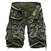 LOVECC Men's Cotton Loose Fit Multi Pocket Cargo Shorts, Army Green, 40