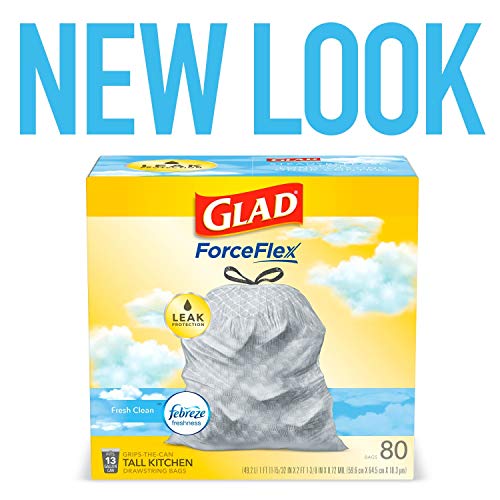 Glad ForceFlex Tall Kitchen Drawstring Trash Bags 13 Gallon Trash Bag