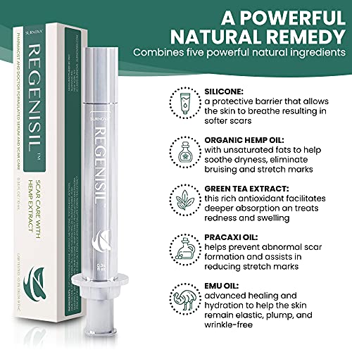 Regenisil Scar Removal Gel Treatment with SIlicone, Hemp Extract, Emu