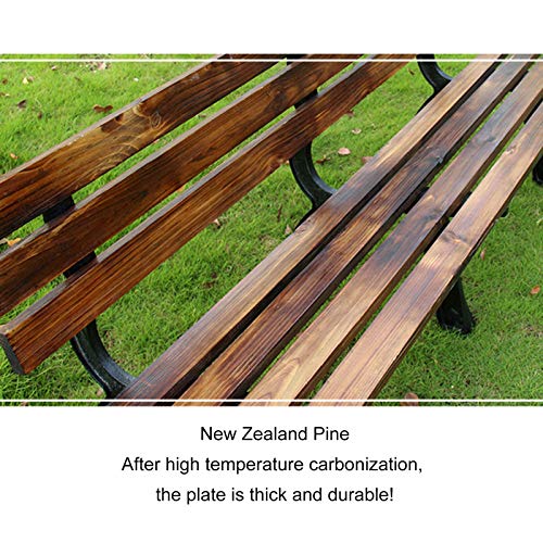 household products Massivholz-Gartenbank mit Rückenlehne, Parkbank aus Holz im Freien, Gusseisen-Stativ Rostfreie… – Bild 4