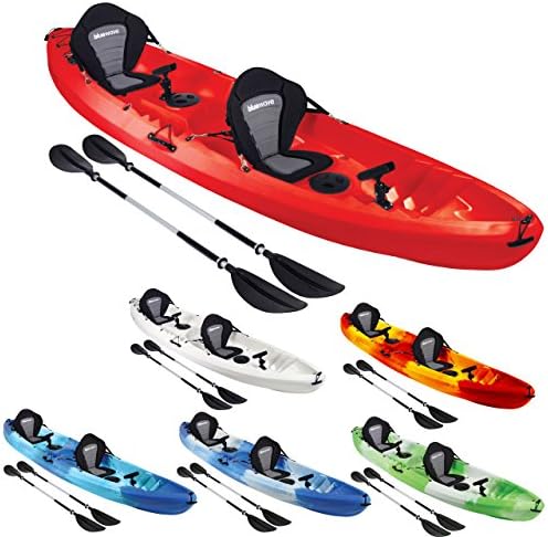 Bluewave Double +1 Sit On Top Fishing Kayak | With 4 Rod Holders, 2 Storage Hatches, 2 Padded Seat & 2 Paddles