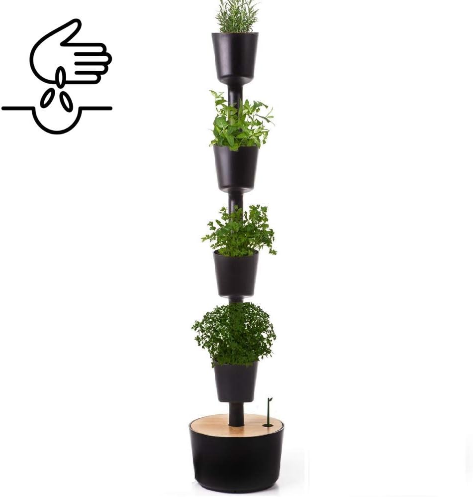 Kit Huerto urbano vertical con autorriego digital, negro, 4 ...
