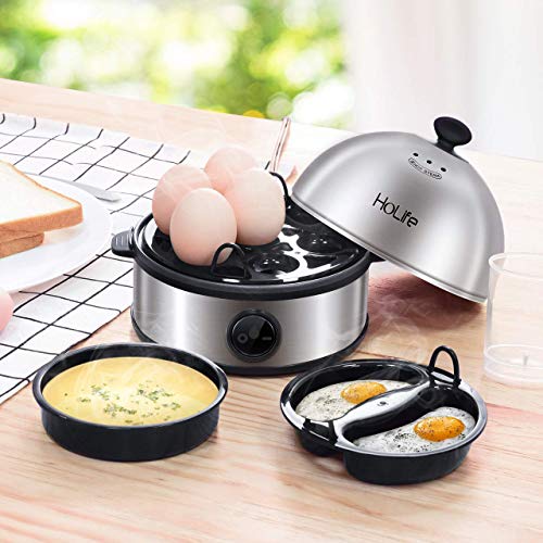 Egg Cooker, HoLife Upgraded Stainless Steel Egg Boiler Steamer 7 egg& stainless stee