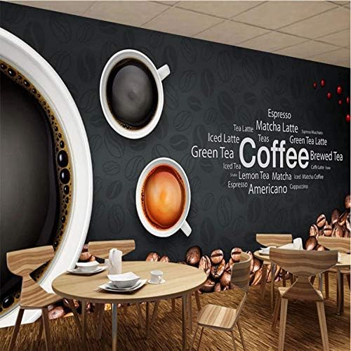 写真の壁紙3dコーヒー黒板英語の手紙の壁画ヨーロピアンスタイルのレトロなカフェレストランの背景の壁画フレスコ画 450x300cm 贈り物