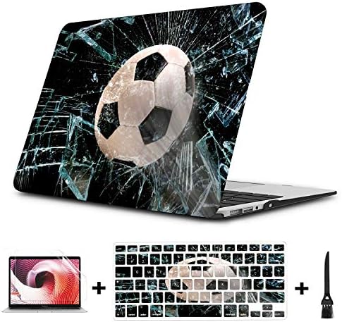 Mac Book Covers Fast Soccer Ball Through Broken Glass Plastic Hard Shell Compatible Mac Air 11" Pro 13" 15" MacBook Air Case Protection for MacBook 2016-2019 Version