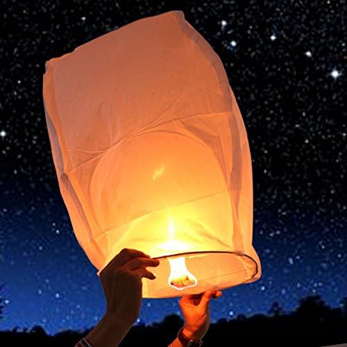 Olibay 10 Piece Sky Lanterns, Paper Wish Lanterns, White