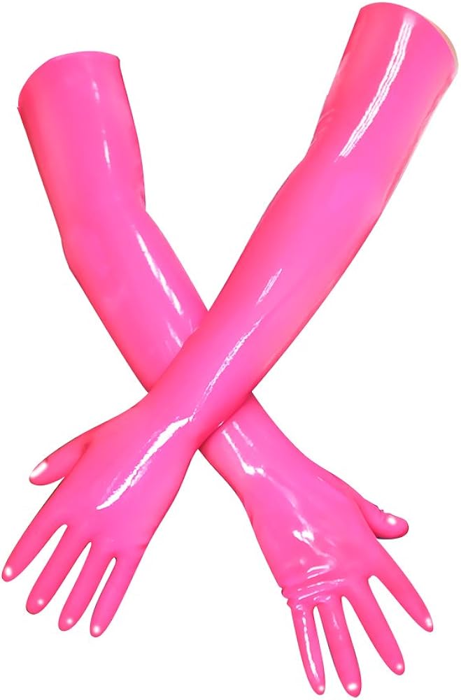 EXLATEX Latex Rubber Black Long Gloves Fetish Outfits Costume Accessory