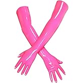 EXLATEX Latex Rubber Black Long Gloves Club Outfits Accessory Plus Size