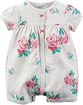 Carter's Baby Girls' Cotton 1-piece Snap-Up Romper (3 Months, Grey Floral)