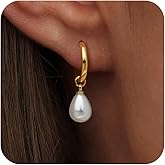Poaiiu Pearl Earrings for Women, Trendy 14k Gold Pearl Dangle Drop Hoop Huggies Earrings Cubic Zirconia | Irregular | Knot Pearl Studs Hypoallergenic Lightweight Wedding Gold Earrings Jewelry Gift
