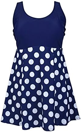 Dreaweet Women Vintage Geometric Print Plus Size Push Up One Piece Swimsuit(FBA) (4X-Large, Dark Blue)