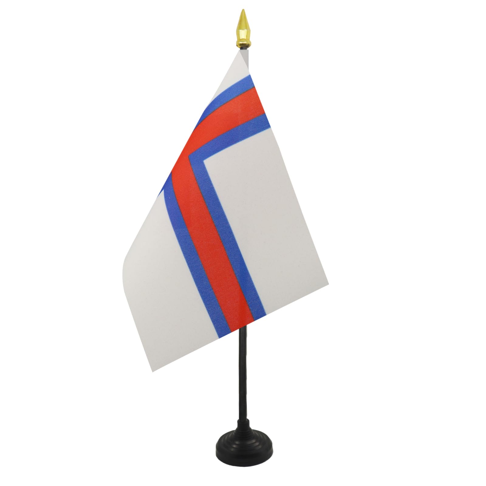 AZ FLAG - Faroe Islands Table Flag 4'' x 6'' - Faroese Mini Desk Flag 100% Polyester 15 x 10 cm - Office Mini Banner with 10'' Pole - Golden Spear