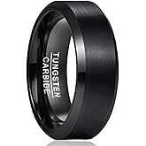 NUNCAD Tungsten Ring for Men 8mm Black/Gold Silver Tungsten Carbide Engagement Wedding Band Brushed Matte Finish Promise Ring Domed Comfort Fit Size 6-13