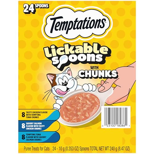 Temptations Lickable Spoons, Soft Lickable Cat Treats, Adult Wet Cat Treats, Va…