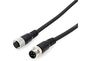 HangTon Sensor Actuator M12 A Coded 4 pin Male Female Shield Cable for Industrial Automation, Device Network DeviceNet, CANopen, IO Link, Profibus 1m