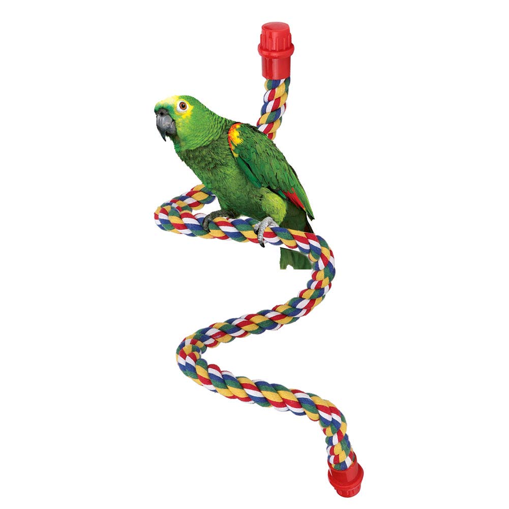 Bird Rope Perches, Bird Spiral Rope Perch, Cotton Parrot Swing Climbing Standing Toys Parrot Cage Toys(L)