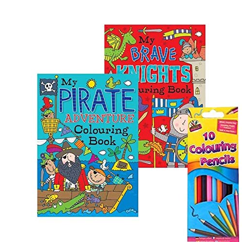 Squiggle - Boys A4 My Brave Knight & Pirate Adventure Colouring Books - Set of 2