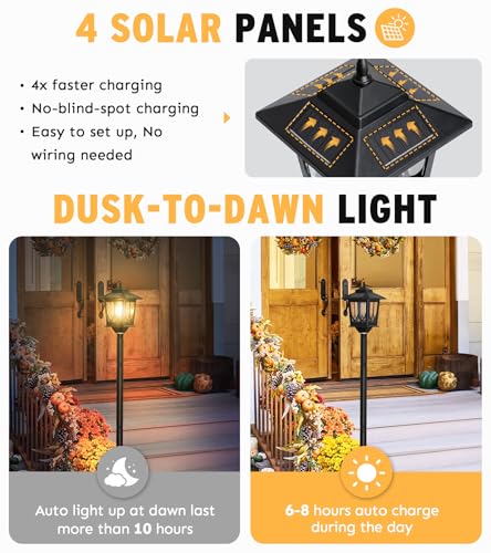 Joyoowild 63" Solar Lamp Post Light 2 Pack, Solar Light Posts for Outside Waterproof, Outdoor Lamps for Patio, Backyard, Front Porch Decor, Warm White, Replaceable Bulb