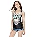 Ensasa Women's Fashion Skull Flower Camisole Halter Top Sleeveless T-Shirt, XX-Large