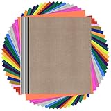 HTV Heat Transfer Vinyl Bundle- 35 Pack 12" x 10" Sheets for Iron On T-Shirts- 20 Assorted Colors: Black, White, Red, Gold, Silver & More for Silhouette Cameo or Cricut- Teflon Sheet Included