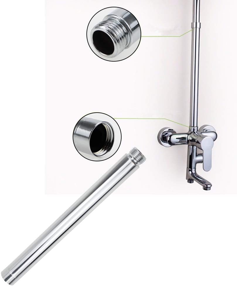 DXLing 22.5cm Stainless Steel Shower Extension Tube Chrome Plating Round Shower Pipe Handheld Straight Bathroom Shower Head Extension Arm Tube Extender for Bathroom Accessory - Image 5