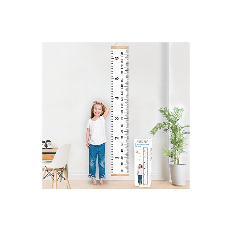 MIBOTE Baby Growth Chart Handing Ruler Wall Decor for Kids, Canvas Removable Growth Height Chart 79″ x 7.9″