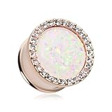 Rose Gold Opal Multi-Gem Ear Gauge Plug *Sold as Pairs*