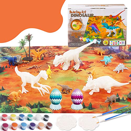 Herefun Dinosaurier Malset für Kinder, 3D Dinosaurier Bemalen Malsets Dinosaurier Spielzeug Malsets mit Spielmatte…
