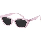 WOWSUN Small Cat Eye Sunglasses Womens Retro Narrow Trendy Polarized Sunglasses