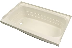 LIPPERT COMPONENTS Lippert Replacement 24" x 40" Parchment Bathtub with Left Drain, Scratch-Resistant ABS Acrylic for RVs, Travel Trailers, 5th Wheels, Motorhomes - P2440LHSPK