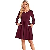 LYTHMER Womens Casual Knit Sweater Dress Long Sleeve Crew Neck A-Line Dresses for Women 2024 Fall Dresses
