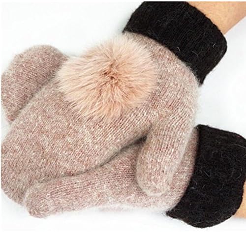 Aksautoparts Women Girls wool warm Gloves rabbit hair Plush Gloves (Camel)