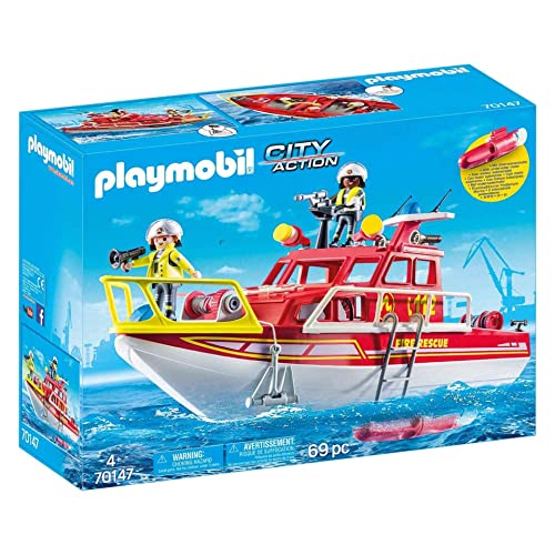 Playmobil - Bateau De Sauvetage Et Pompiers - 70147