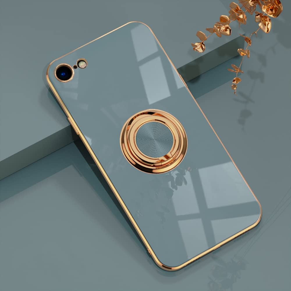 EYZUTAK Electroplated Magnetic Ring Holder Case, 360 Degree with Rotation Metal Finger Ring Holder Magnet Car Holder Soft Silicone Shockproof Cover for iPhone 7 Plus iPhone 8 Plus - Gray โ image 1