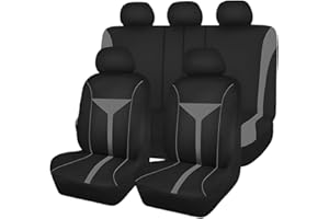 Zpana Car Seat Cover Full Set, Breathable Vehicle Front Seat and Rear Bench Split Protector, Washable Dustproof Automotive Seat Pad Accessories, Universal for SUV, Truck, Sedan (Gray)