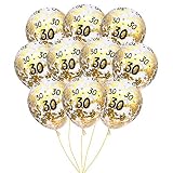 MeySimon 30th Birthday Decorations 15pcs Clear Balloons with Gold Confetti Filled Printed 30 Latex Balloon for Happy Thirty Year Old Theme Bday Party Supplies (30th Confetti)