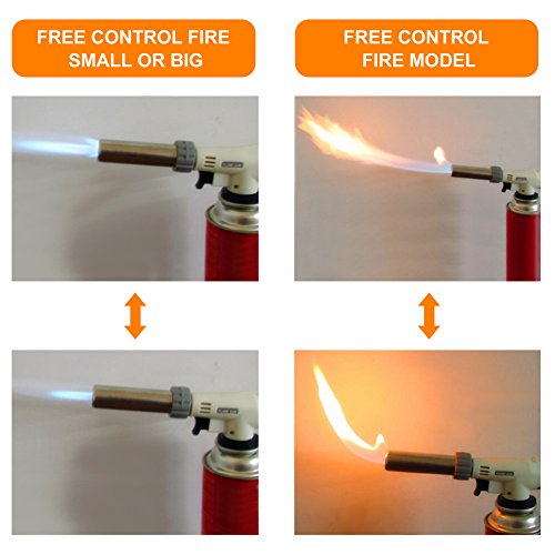 Heyue Metal Flame Gun Welding Gas Torch Lighter Heating Lgnition Butane Portable Camping Welding Gas Torch for crème brûlée DIY Soldering Outdoor BBQ (not include the tank)