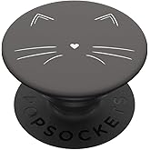 White Cat Face Gray PopSockets Adhesive PopGrip