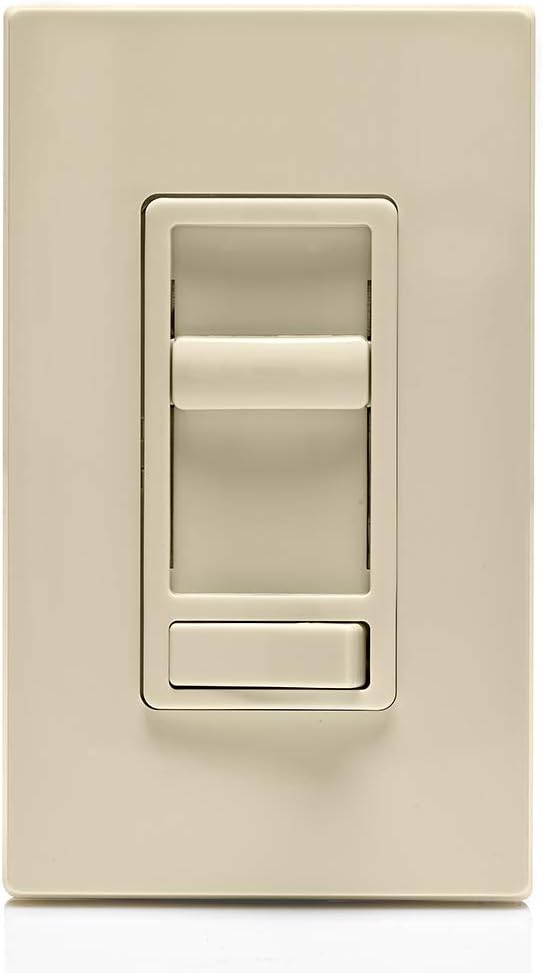 Leviton 6674-P0W SureSlide Universal 150-Watt LED and CFL/600-Watt Incandescent Dimmer, White - Wall Dimmer Switches - 