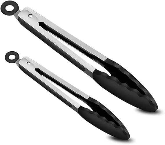 Lzhtb Grilling Tongs 304 Stainless Steel Kitchen Cooking Tongs with Ergonomic Grip