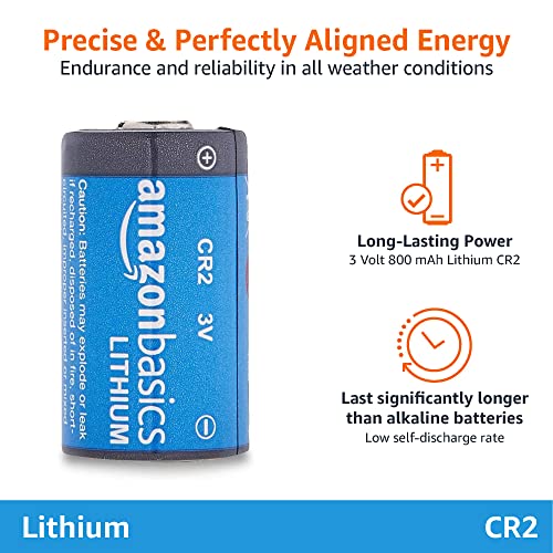 Amazon Basics 6Pack CR2 Lithium Batteries, 3 Volt, Long Lasting Power