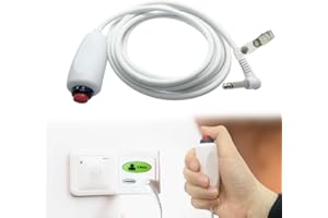 BAOZENP Replacement Nurse Call Cord, Red Button Momentary Call Cable for Nurse Station, 6.35mm Plug, 10 Feet (White)