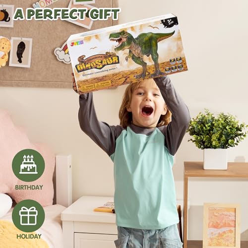 JOYIN Remote Control Dinosaur Electric Remote Control T-Rex Dinosaur with Light and Roar Realistic Toys Kids 3 4 5 Years Old