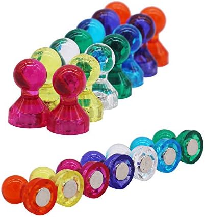 Magnet Pins Colorful Magnetic Thumb Tack Pins for Office ,School ,Gym ,Fridge, Glass Whiteboards, Maps , Calendars (Pack of 28)