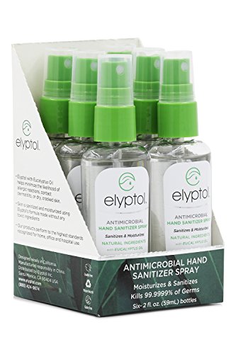 Natural Antimicrobial Hand Sanitizer Spray by Elyptol, Moisturizes and Sanitizes, Eucalyptus Oil | 2 ounce per bottle (Pack of 6) Natural Antimicrobial Hand Sanitizer Spray by Elyptol, Moisturizes and Sanitizes, Eucalyptus Oil | 2 ounce per bottle (Pack of 6)